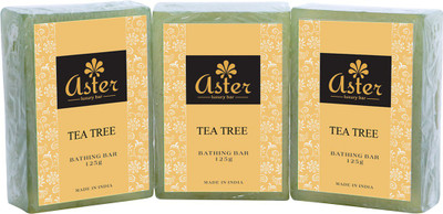

Aster Luxury Tea Tree Handmade Bathing Bar - Set Of 3(375 g, Pack of 3)
