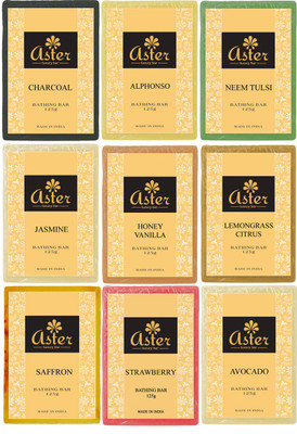 

Aster Luxury Natural Handmade Soap Assortment - Pack Of 9(1125 g, Pack of 9)