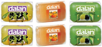 

Dalan Combo of Glycerine Soap - Daphne Oil Soap (2 X 100 gms), Almond Oil Soap (2 X 100) and Olive Oil Soap (2 X 100 gms).(600 g, Pack of 6)