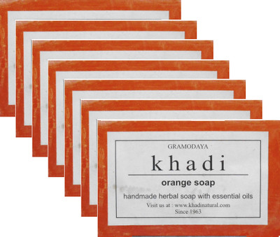 Khadi Herbal Handmade Orange Soap - Pack of 7(875 g, Pack of 7)