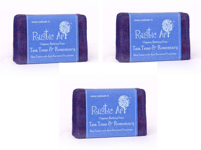 

Rustic Art Organic Tea Tree & Rosemary Soap(300 g, Pack of 3)