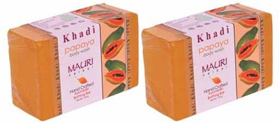 

Khadi Mauri Papaya Soap - Pack of 2 - Premium Handcafted Herbal(250 g, Pack of 2)