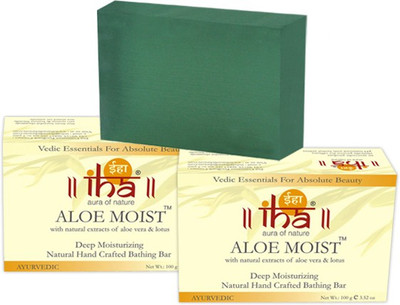 

IHA Ayurvedic Aloe Moist Soap - Pack of 2 - Premium Handcrafted(200 g, Pack of 2)