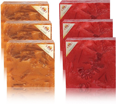 

IHA Ayurvedic Honey & Dermasoft Rose Soap Triple Pack of 6 Herbal Natural(750 g, Pack of 6)