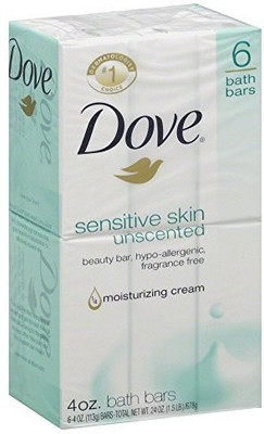 

Dove Sensitive Skin Unscented Moisturizing Cream Beauty Bar By 6 Count(678 g, Pack of 6)