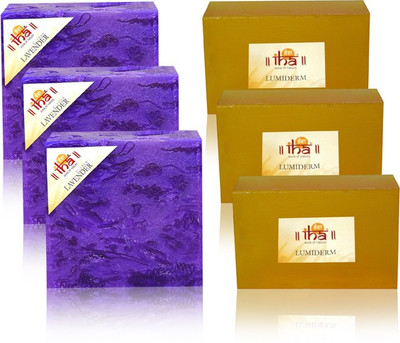 

IHA Ayurvedic Lumiderm & Lavender Soap Triple Pack of 6 Herbal Natural(675 g, Pack of 6)