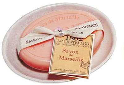 

Le Chatelard 1802 Savon De Marseille Oval Bath Soap Bar With Ceramic Dish - Citrus Fruits Green Tea(100 g)