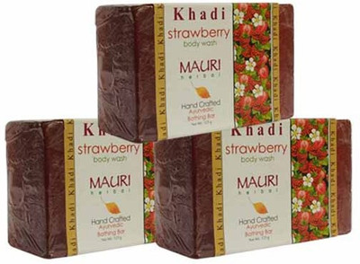

Khadi Mauri Strawberry Soap - Pack of 3 - Premium Handcafted Herbal(375 g, Pack of 3)
