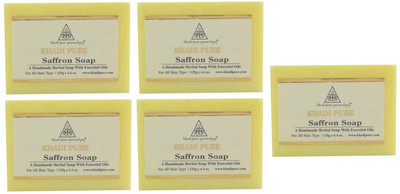 

Khadi Pure Natural Handmade Pure Saffron Soap with essential Oil(625 g, Pack of 5)