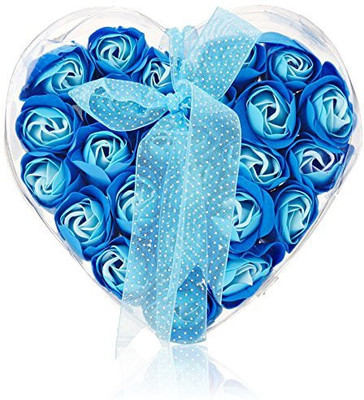 

Uxcell 24 Pcs Blue Scented Bath Soap Rose Petal In Heart Box(115 g)