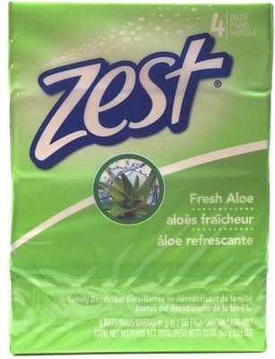 

Kodiake Zest Fresh Aloe with Refreshing Scent and Rich Lather 4 Bars Family Deodorant Bars Get Zestfully Clean (1 Pack)(360 g)