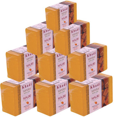 

Khadi Mauri Sandal Soaps Large Pack of 9 - Premium Handcrafted Herbal(1125 g, Pack of 9)