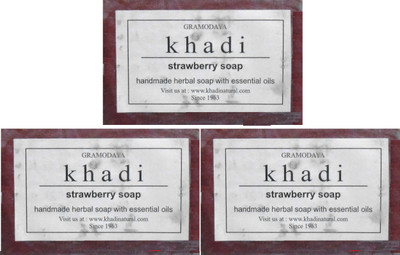 

Khadi Herbal Handmade Strawberry Soap - Pack of 3(375 g, Pack of 3)