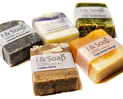 

I & SOAP **New 5pcs Sampler Set (01) - Guest Soap - Travel Soap - 100% Natural & Organic Materials - Handcrafted Herbal Soap - Gentle and Effective Facial Hand and Body Cleansing Soap Bars - Deeply Moisturizing Soft Soap - **Sodium Lauryl Sulfate(SLS) Par