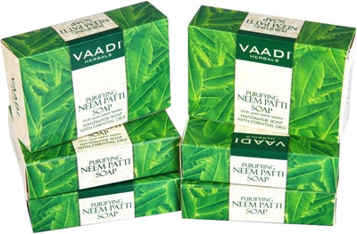 VAADI HERBALS Purifying Neem-Patti Soaps with Pure Neem Leaves - Pack of 5(6 x 12.5 g)
