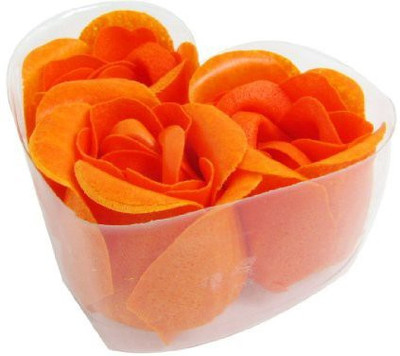 

Rosallini 3 Pcs Bowknot Detail Heart Shape Box Bath Soap Flowers Rose Petals Orange(15 g, Pack of 3)