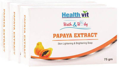 

HealthVit Bath & Body Papaya Extract Skin Whitening Soap 75g Pack of 3(225 g)
