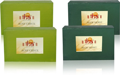 

IHA Ayurvedic Acne Check Neem & Aloe Moist Soap Double Pack of 4 Herbal Natural(400 g, Pack of 4)