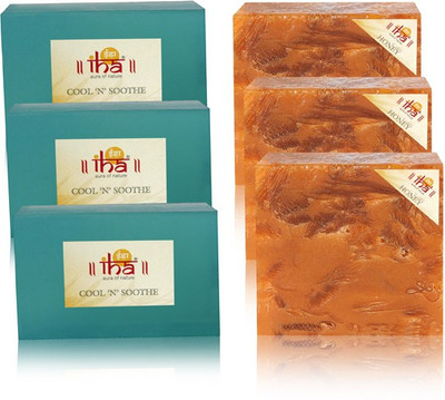 

IHA Ayurvedic Cool N Soothe & Honey Soap Triple Pack of 6 Herbal Natural(675 g, Pack of 6)