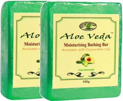 

Aloe Veda Moisturising Bathing Bar - Avocado with Cucumber Gel - Pack of 2(200 g, Pack of 2)