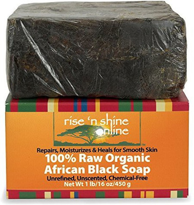 

Rise 'N Shine Online Raw African Black Soap Bar From Ghana - FREE EBOOK - Body Wash Shampoo & Face Wash - Authentic Organic Homemade Soap with - Helps Clear Skin Acne Eczema Psoriasis(450 g, Pack of 4)