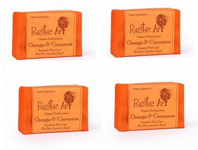 

Rustic Art Organic Orange & Cinnamon Soap(400 g, Pack of 4)