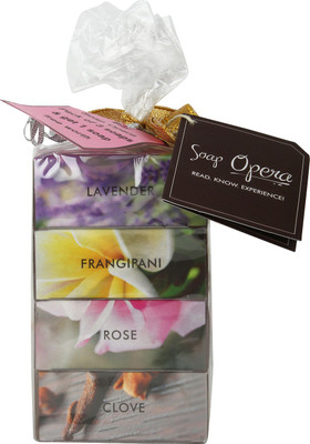 Soap Opera Frangipani, Rose, Lavender, Clove Soaps - 3+1 combo pack(400 g, Pack of 4)