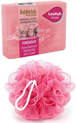 

BodyHerbals Romance Soap, Hand Made Rose Geranium Bathing Bar with Natural Loofah(100 g)