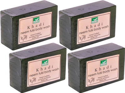 

Khadi Mauri Neem-Tulsi Soaps - Pack of 4 - Premium Handcrafted Herbal(500 g, Pack of 4)