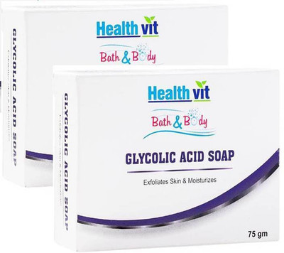 

HealthVit Bath & Body Glycolic Acid Soap 75g Pack of 2(75 g)