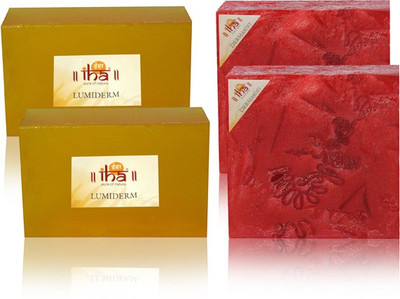 

IHA Ayurvedic Lumiderm & Dermasoft Rose Soap Double Pack of 4 Herbal Natural(450 g, Pack of 4)