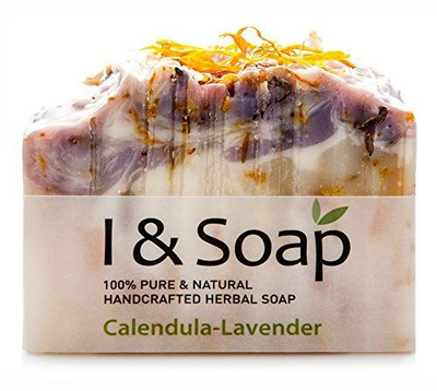

I & SOAP Calendula-Lavender Soap - 100% Natural & Organic Materials - Handcrafted Herbal Soap - Gentle and Effective Facial Hand and Body Cleansing Soap Bars - Best Natural Skin Care for All Skin Type or Acne Skin - Organic Calendula Flowers and Calendula