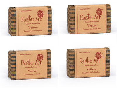 

Rustic Art Organic Vetiver Soap(400 g, Pack of 4)
