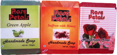 

Anamis Handmade Soaps -Green Apple, Saffron With Honey And Rose(375 g, Pack of 3)