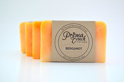 

PremaTouch - Life Changing All Natural Handmade Soap. Free of SLS Parabens and Harmful Chemicals. (Bergamot 4 Pack)(300 g, Pack of 4)