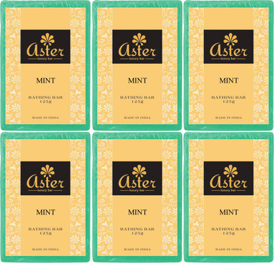 

Aster Luxury Mint Premium Bathing Bar - Set of 6(750 g, Pack of 6)