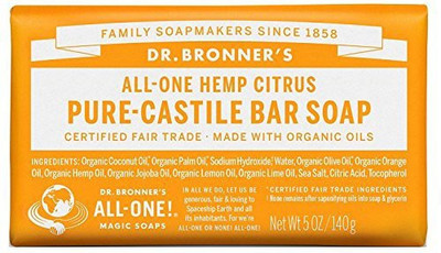 

Dr. Bronner's Magic Soaps Pure-Castile Soap All-One Hemp Citrus Orange Bars (Pack of 6)(140 g, Pack of 6)
