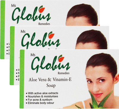 

Globus Aloe Vera Vitamine-E & Milk Cream Soap Pack of 3(225 g)