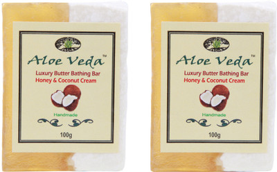 

Aloe Veda Luxury Butter Bathing Bar - Honey & Coconut Cream - Pack of 2(100 g, Pack of 2)