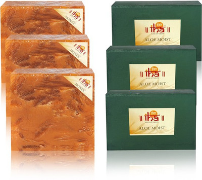 

IHA Ayurvedic Aloe Moist & Honey Soap Triple Pack of 6 Herbal Natural(675 g, Pack of 6)