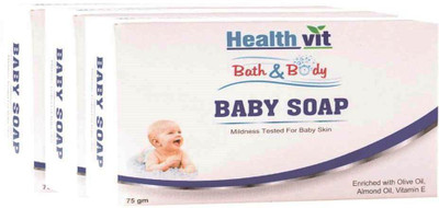 

HealthVit Bath & Body Baby Soap (Olive, Vitamin E & Almond Oil) 75g Pack of 3(225 g)