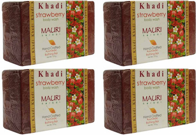 

Khadi Mauri Strawberry - Pack of 4 - Premium Handcrafted Herbal Soaps(125 g, Pack of 4)
