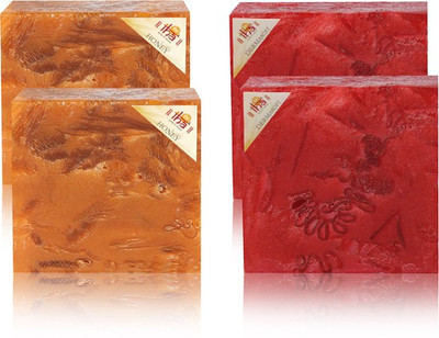 

IHA Ayurvedic Honey & Dermasoft Rose Soap Double Pack of 4 Herbal Natural(500 g, Pack of 4)