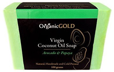 

OrganicGOLD Pure Virgin COCONUT OIL SOAP with AVOCADO Oil & PAPAYA Extract. Natural and Handmade. Intensely Hydrates & Deeply Moisturize for Younger-looking Skin and Less Visible Wrinkles(140 g)