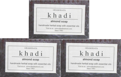Khadi Herbal Handmade Almond Soap - Pack of 3(375 g, Pack of 3)