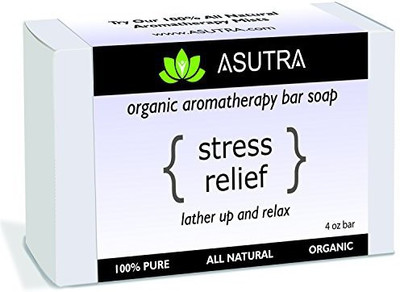 

ASUTRA Certified Organic Aromatherapy Bar Soap - "STRESS RELIEF" - Lather Up & Relax - 100% Pure Vegan Natural + FREE Storage & Travel Case(120 ml)