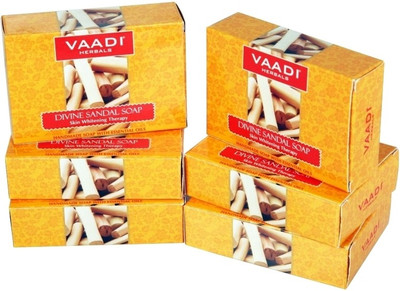

Vaadi Herbals Herbals Divine Sandal Soaps with Saffron & Turmeric - Pack of 5(75 g, Pack of 6)