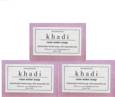

Khadi Herbal Handmade Rose Water Soap - Pack of 3(375 g, Pack of 3)