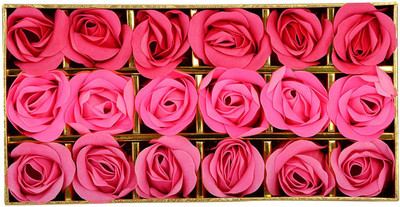 

Looks United Fragrant Pink Red Rose Bud Flower Petal Soap ( 18 Rose Flower )(75 g, Pack of 18)
