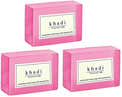

Khadi Herbal NaturalRose Water Soap - Pack of 3(270 g, Pack of 3)